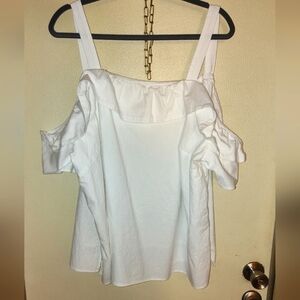 Eloquii White Ruffled Off the Shoulder top